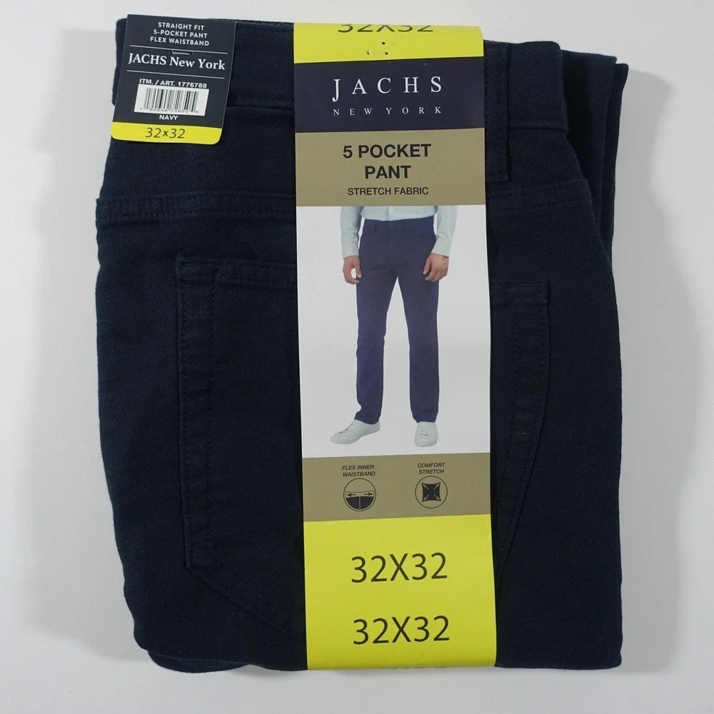 Jachs New York Mens 32x32 Navy 5 Pocket Stretch Fabric Pants